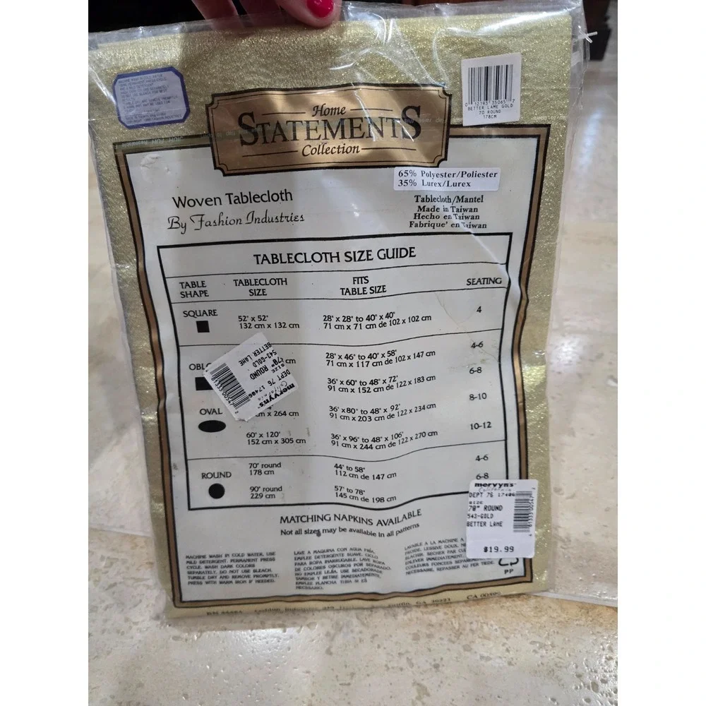 Gold Decor Home Fashions Easy Care Vinyl Tablecloth 70